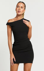 Vilma Mini Dress - One Shoulder Bodycon Dress in Black