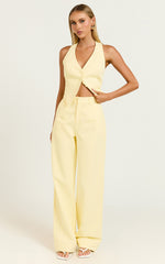 Virginia Pants - High Waist Straight Leg Pants in Pastel Yellow