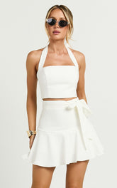 Virginia Skort - Tie Side Skater Skort in Off White