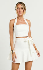 Virginia Skort - Tie Side Skater Skort in Off White