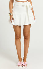 Virginia Skort - Tie Side Skater Skort in Off White