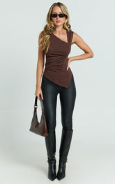 Vivian Pants - High Waisted Coated Skinny Pants in Black