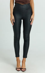 Vivian Pants - High Waisted Coated Skinny Pants in Black