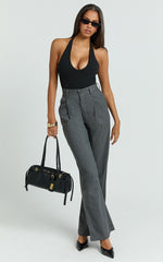 Nora Pants - Pinstripe Tailored Relaxed Pants in Grey Pinstripe