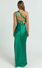 Zahra Maxi Dress - One Shoulder Tie Back Dress in Emerald