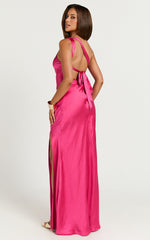 Zahra Maxi Dress - One Shoulder Tie Back Dress in Pink