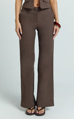 Zareena Pants - Mid Rise Wide Leg Pants in Chocolate