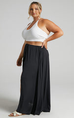 Under The Twilight Maxi Skirt - Thigh Split Skirt in Black