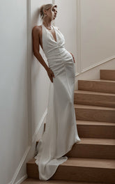 Frankie Maxi Dress - Satin Bias Cut Dress in Ivory