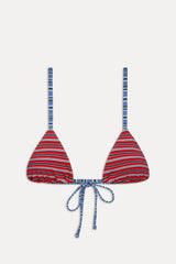 Lumia Skimpy Triangle Bikini Top - Red Summer Stripe