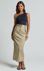 Anna Midi Skirt - High Waisted Cargo in Sand