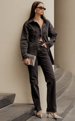 Dexter Jeans - High Waisted Straight Leg Denim Jeans in Washed Black