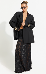 Kamille Maxi Skirt - Lace Mermaid Hem Skirt in Black