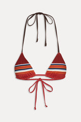 Nick Striped Triangle Bikini Top - Sandstone