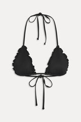 Nick Ruffle Triangle Bikini Top - Black