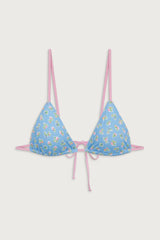 Lumia Triangle Floral Bikini Top - Blue Hawaii