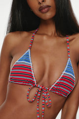 Paradise Micro Halter Bikini Top - Red Summer Stripe