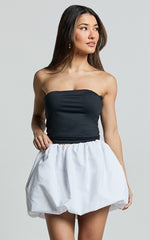 Abbey Mini Skirt - Bubble Hem Skirt in White