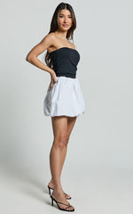 Abbey Mini Skirt - Bubble Hem Skirt in White