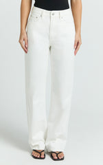 Abbie Jeans - Mid Rise Straight Leg Recycled Denim Jeans in Ecru