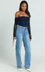 Abbie Jeans - Mid Rise Straight Leg Recycled Denim Jeans in Mid Blue Wash