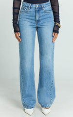 Abbie Jeans - Mid Rise Straight Leg Recycled Denim Jeans in Mid Blue Wash