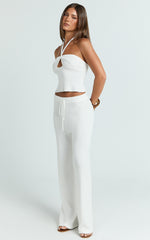 Agnes Pants - High Waist Crochet Pants in Off White