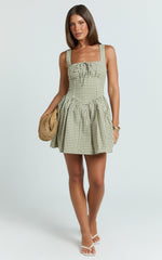 Albee Mini Dress - Smocked Back Dress in Olive