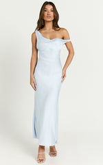 Alexia Midi Dress - One Shoulder Bust Slip Dress in Ice Blue