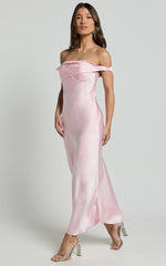 Alexia Midi Dress - One Shoulder Bust Slip Dress in Soft Pink