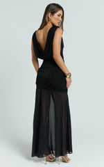 Alfiena Maxi Dress - Drop Waist Low Back Dress in Black