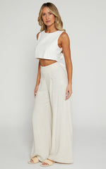 Alina Pants - Linen High Waisted Wide Leg Relaxed Pants in Natural