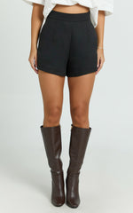 Along The Ride Mini Shorts - Tailored Shorts in Black