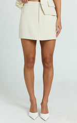 Andie Mini Skirt - High Waisted Tailored Skirt in Cream
