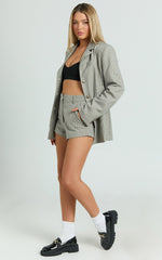 Angela Shorts - High Waist Micro Mini Shorts in Beige Check