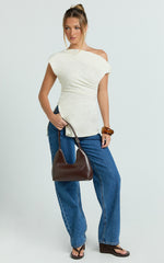 Anna Top - Knit Longline Off Shoulder Top in Cream