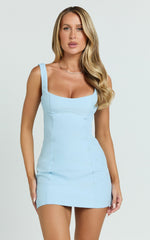 Aretha Mini Dress - Panel Dress in Blue