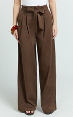 Aria Pants - Low Waisted Wide Leg Pants in Chocolate