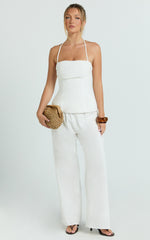 Aria Top - Halter Neck Smocked Back Top in White