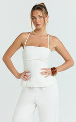 Aria Top - Halter Neck Smocked Back Top in White
