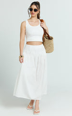 Auburn Maxi Skirt - Poplin Pintucked A Line Skirt in Ivory