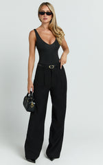 Augustus Pants - High Waisted Wide Leg Tailored Pants in Black
