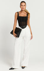 Augustus Pants - High Waisted Wide Leg Tailored Pants in White