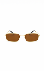 Aurelia Metal Rectangle Sunglasses in Gold/Tea