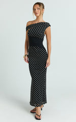 Ava Midi Dress - Asymmetrical Neckline Dress in Black