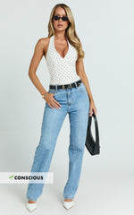 Barker Jeans - Low Rise Recycled Denim Straight Leg Jeans in Mid Blue Wash