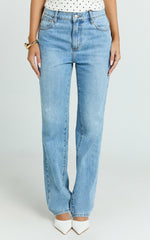 Barker Jeans - Low Rise Recycled Denim Straight Leg Jeans in Mid Blue Wash