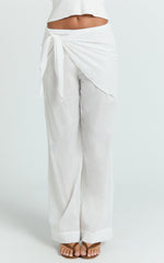 Behati Pants - Sarong Tie Waist Sheer Pants in Off White