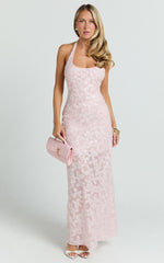 Benny Maxi Dress - Halter Neck Backless Bodycon Dress in Pink