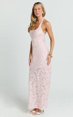 Benny Maxi Dress - Halter Neck Backless Bodycon Dress in Pink